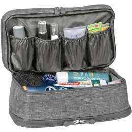 Santa Monica Deluxe Toiletry Bag Grey Top Open